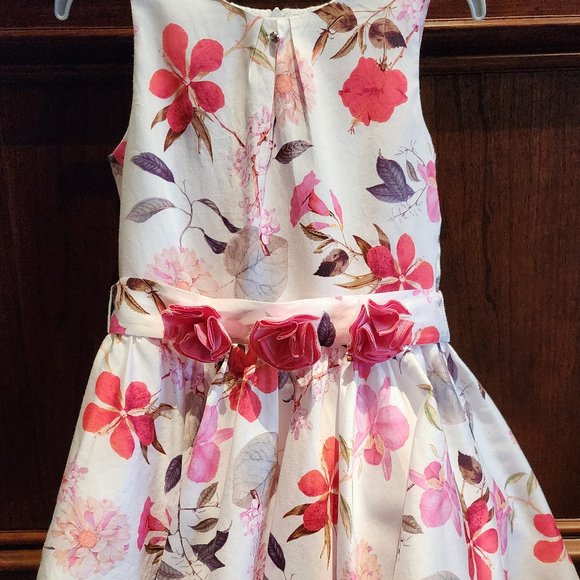 Jottum White & Pink Floral 'Spenard' Dress & Flower Belt - Picture 2 of 7
